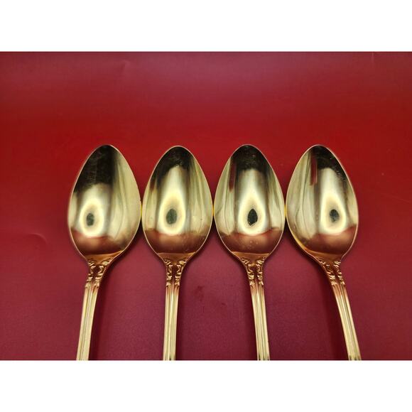 Set of 4 Golden Rexford Gold Electroplate Teaspoons 6.25” National Stainless - Picture 4 of 7